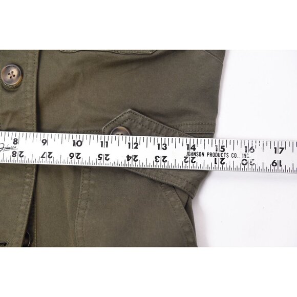 Veronica Beard Twill Army Green Mini Shirt Dress Size 0 Pockets - Picture 13 of 14